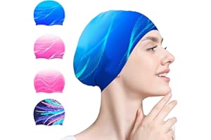 Ausletie Swim Cap for Women Adult, Silicone Swimming Waterproof Bathing Cap Swimming Hat for Long Hair to Keep Hair Dry