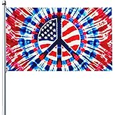Tie Dye Peace Flag 3x5 Ft Hippie American Flags World Peace Sign Garden Yard Banner Indoor Outdoor Decoration