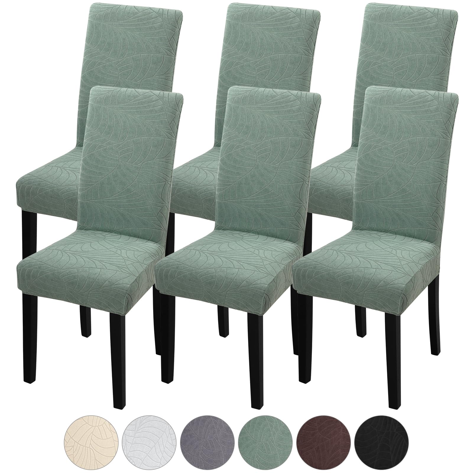 Fuloon 6pcs Chair Covers Dining Room Chair Cover Spandex Polyester High Chair Covers Protector Removable Washable Slipcovers green