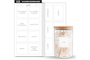 SAVVY & SORTED Bathroom Closet Organization Labels - 164 Stickers for Jars, Spray Bottles & More, Cleaning & Laundry Room Labels