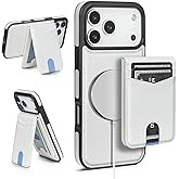 SkyEagle Compatible with Magsafe 2 in 1 Detachable iPhone 17 Pro Max Wallet Case with Card Holder,Women Men Magnetic PU Leather RFID Blocking Flip Kickstand Credit Slots,for Apple 17 ProMax,White