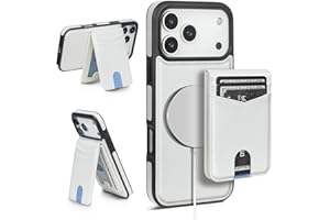SkyEagle Compatible with Magsafe 2 in 1 Detachable iPhone 17 Pro Max Wallet Case with Card Holder,Women Men Magnetic PU Leather RFID Blocking Flip Kickstand Credit Slots,for Apple 17 ProMax,White