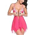 Avidlove Women Lace Lingerie Front Closure Babydoll V Neck Nightwear Sexy Chemise Nightie