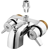 Bathcock Clawfoot Tub Shower Diverter Kit, 3 3/8" Centers, Vintage Bathtub Faucet, MIP Inlet, Shower Riser Outlet, Chrome