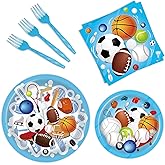 BQK 96 Pcs Sports Themed Birthday Party Supplies - Sports Party Decorations, Plates, Napkins