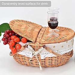 Wicker Picnic Basket with Removable Liner Empty