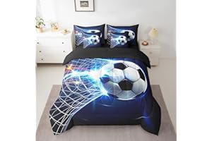 Erosebridal Soccer Comforter Set Twin 7 Piece Football Bed in A Bag for Kids Boys Teen Sports Bedding Comforter Sets Ball Gam