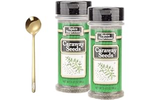 moofin Caraway Seeds, 99g - Freshly Roasted Caraway Spice with Golden SS Spoon, Aromatic Caraway Seeds Spice for Breads, Sausages, Stews, Easy Use Shaker Bottle ~(Pack of 2)