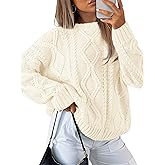 IPMQ Womens Oversized Sweaters Cable Knit Crewneck Tops Long Sleeve Casual Outfits Winter 2025