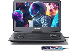 GONAVIDIO 17.9" Portable DVD Player with 15.6" Large HD Screen 5 Hours Rechargeable Battery, Support HDMI Input, Sync TV/Phone, 1600x900, USB TF Card, Multi-formats, Last Memory, Region Free, Dual Speaker