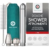 Medi Grade Shower Enema Kit, Anal Douche for Men and Women, 3 Nozzle Tips | Shower douche attachment set with aluminum nozzles, easy installation, includes velvet pouch, cleaning brush and cloth