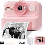 HiMont Kids Camera Instant Print 1080P 32GB 3 Rolls Paper Pink