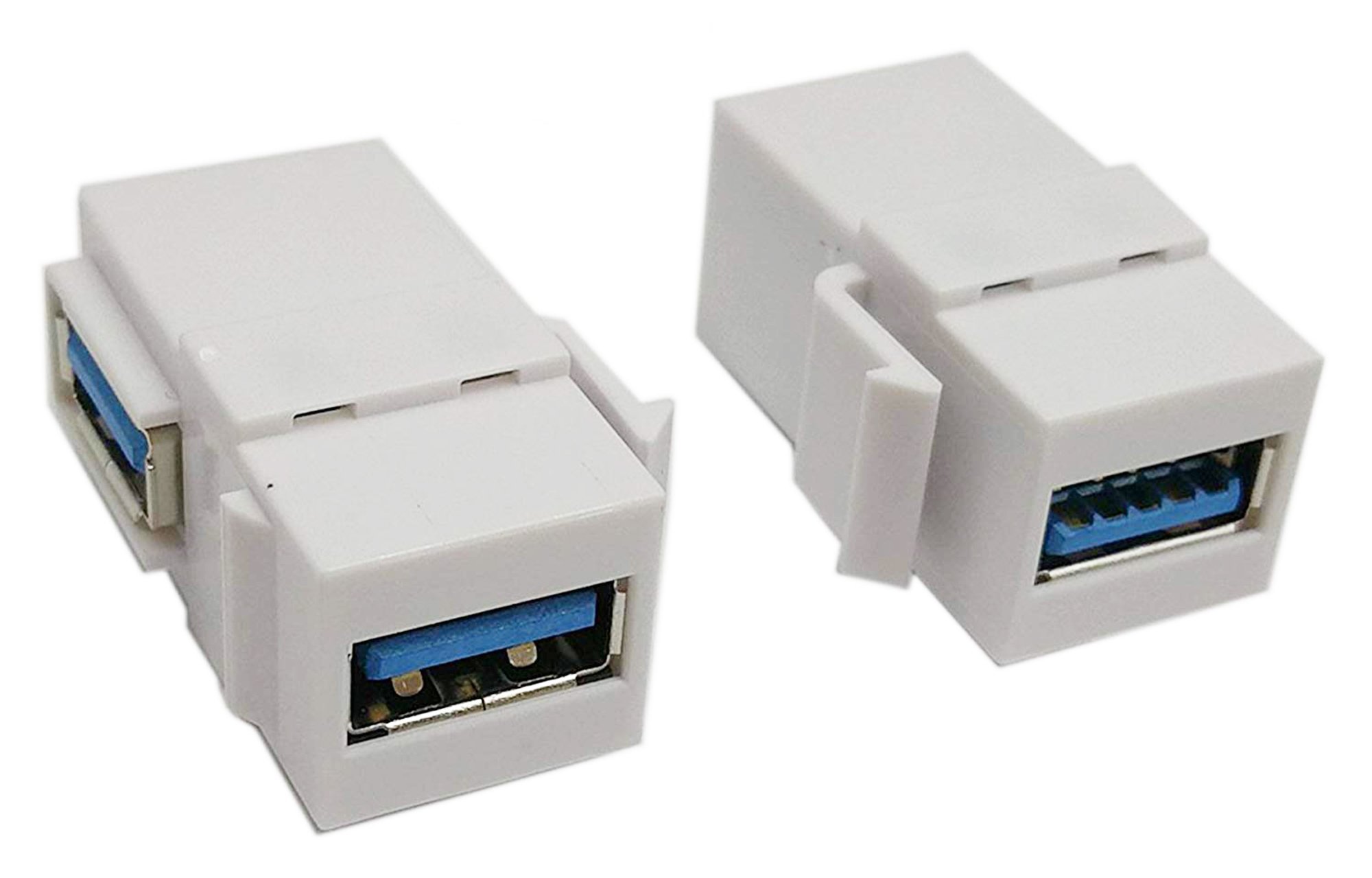 zdyCGTime USB 3.0 Keystone Jack Inserts, (2-Pack) 90 Degree Right Angled USB 3.0 Adapters Female to Female Connector For Wall Plate Outlet Panel-White