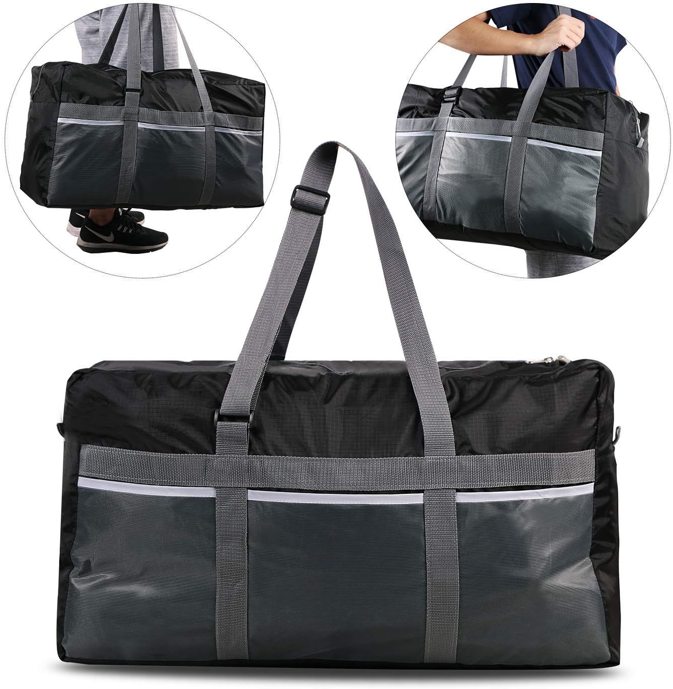 REDCAMP Foldable Travel Bag, 75L Large Sports Bag, Packable Duffle Bag, Lightweight Waterproof Duffel Holdall Bag for Men Women Black - Image 3
