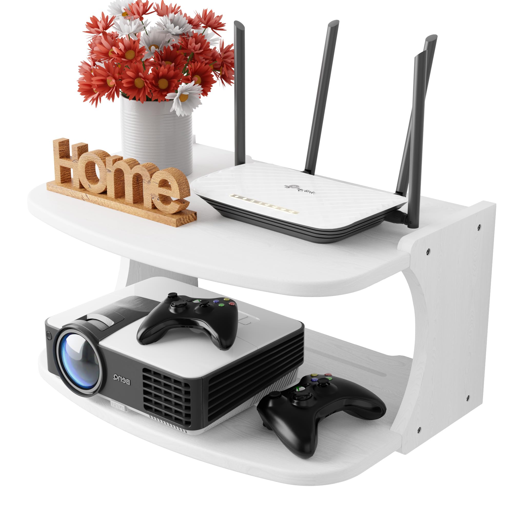 LUPWNEKA Floating Projector Shelf for Wall Under TV, Wood Floating ...