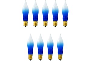 The Dreidel Company Menorah Bulbs, 9 Blue & White Electric Menorah Flame Shaped Replacement Bulbs, 4 watts