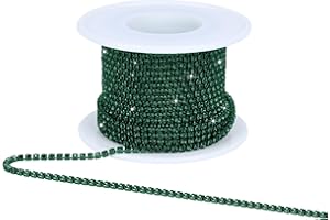 Dropower Crystal Rhinestone Close Chain Trim,10 Yards/Roll of 2mm Rhinestone Banding Claw Cup Chain for Sewing Crafts, DIY Decoration, Jewelry, Clothing, Shoes Emerald Green