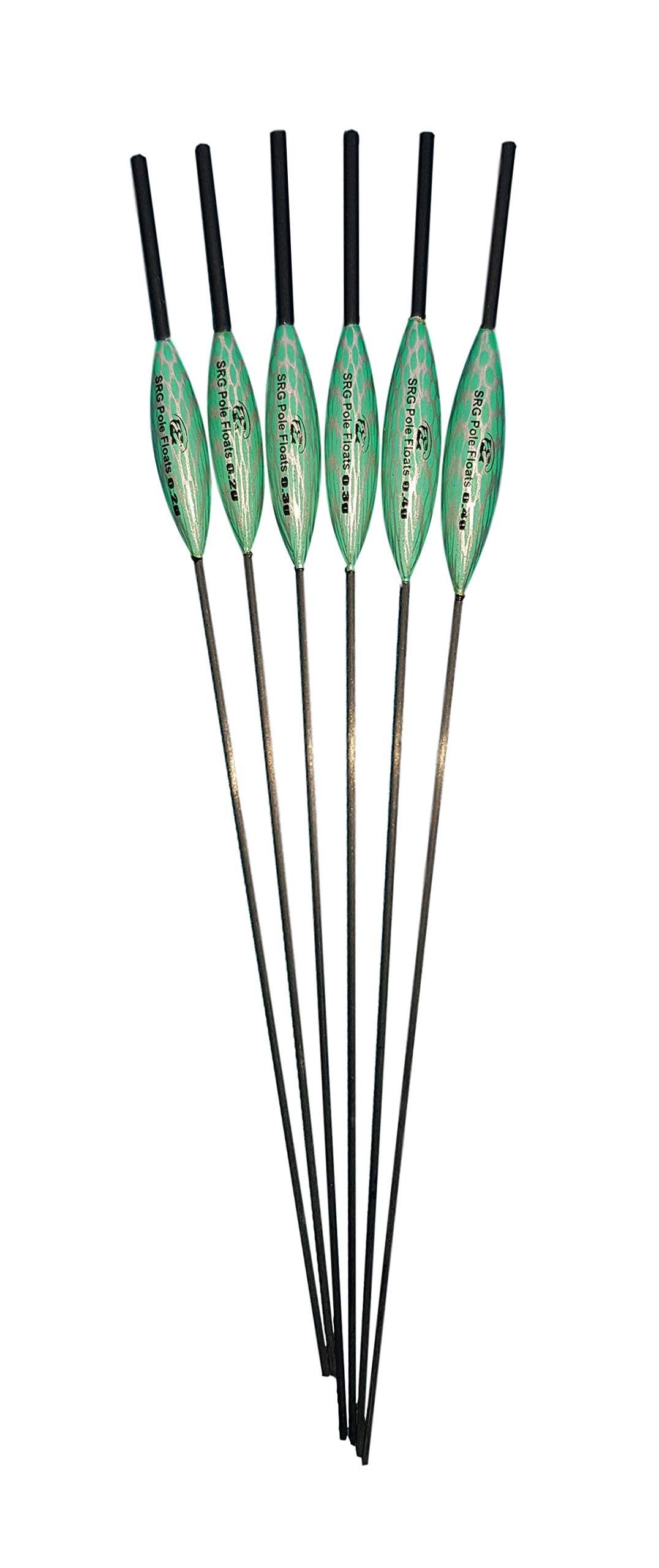 SRG Pole Floats SRG004 Pack of 6 x Pole Floats Chianti Carbon Black Tip (2 x 0.2g / 2 x 0.3g / 2 x 0.4g)