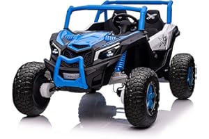 Luibas Max 200lbs Kids UTV, 2 Seater 24V Ride on Car with Remote Control, 4x4 Battery Powered Electric Vehicle, 4WD Side by Side UTV for Kids 3-12yrs with LED Lights, Music, Bluetooth, Blue