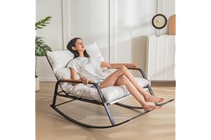 MAXYOYO Rocking Chair with Adjustable Backrest, Extra-Wide Teddy Upholstered Gliding Chair Boucle Reclining Chair, Modern Accent Chair for Living Room Nursery Bedroom Outdoor, Beige