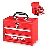WORKPRO Portable Mini Tool Box, 2 Drawers Metal