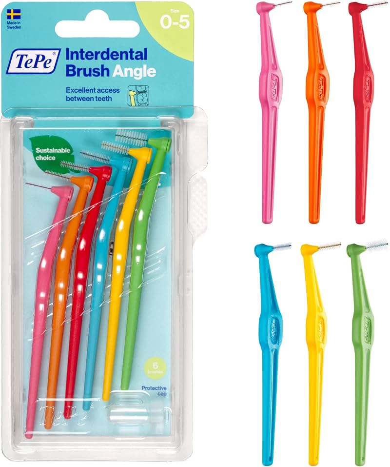 TePe Interdental Brush Angle Mixed Pack 0.4-0.8mm 6 pcs ISO 0-5