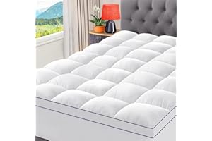 CYMULA Full Size Mattress Topper, Cooling Mattress Pad Cover, Extra Thick Pillow Top Mattress Topper with 8-21 Inch Elasticated Deep Pockets, Plush Down Alternative Fill Mattress Protector