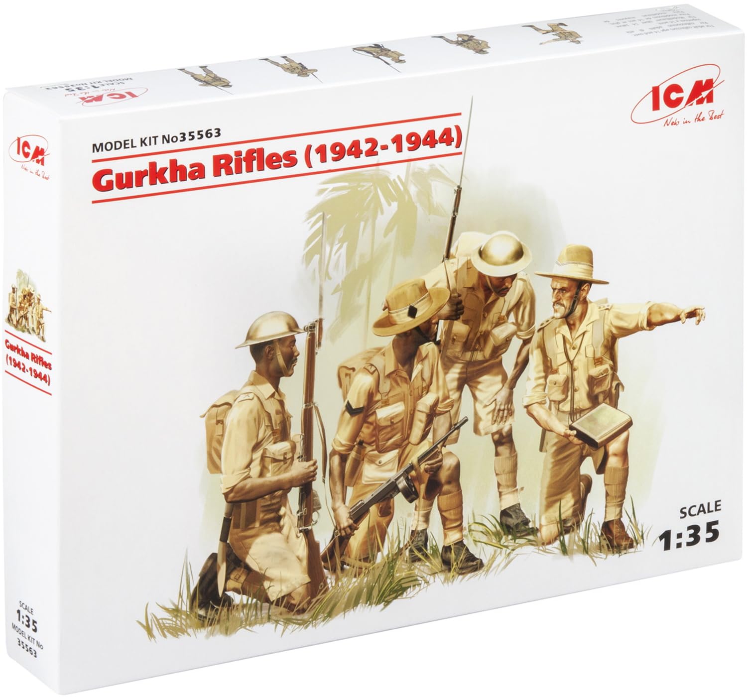 ICM ICM35563 1:35-Gurkha Rifles (1944) 4 Figs,black