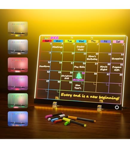 Doodle Glow, LED Note Board With Colors, 14.1"X10.9" Acrylic Dry Erase Board, 1