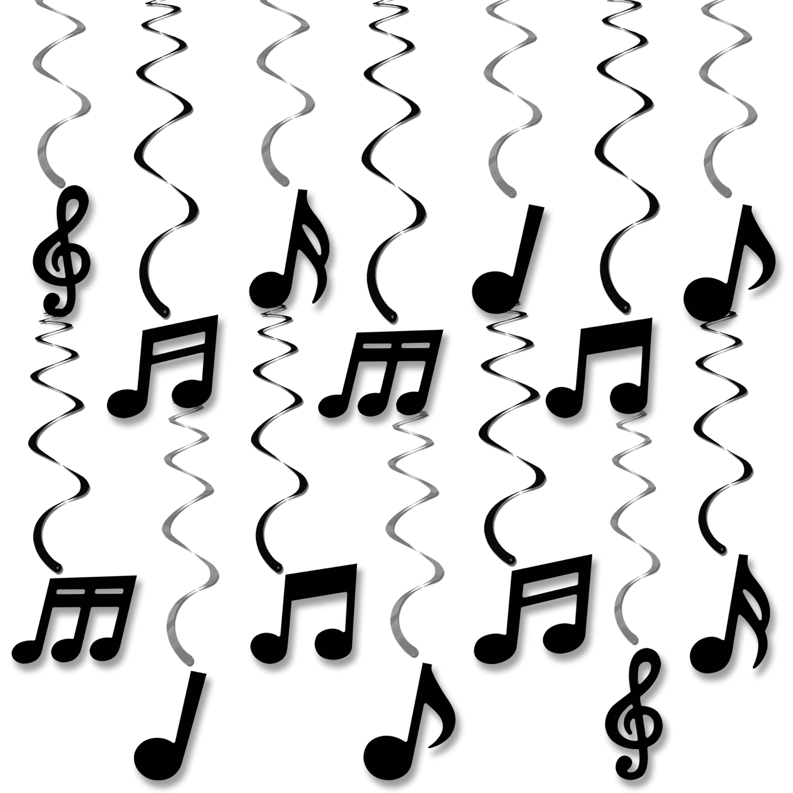 Photo 1 of 21pcs Music Note Theme Hanging Swirls Black Musical Symbol Ceiling Streamers Rock Music Concert Party Hanging Decoration for Musician Birthday Party Baby Shower Supplies