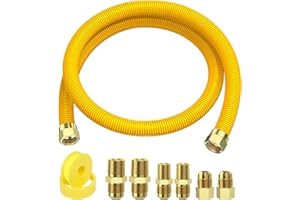 ALLOXITY 48" Flex Gas Line, Gas Dryer Connector Kit, Stove/Water Heater/Dryer Gas Line with Connectors 1/2" MIP 1/2"FIP 3/4"MIP, 5/8 in.OD(1/2 in. ID）Coated Corrugated Stainless Steel Tubing