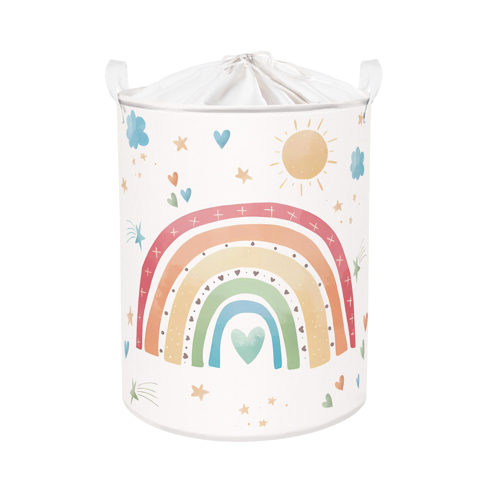 Clastyle Rainbow Baby Laundry Hamper Folding Clothes Kids Storage Basket Waterproof Girls Toy Box for Bedroom, Cloud, 40x50 cm