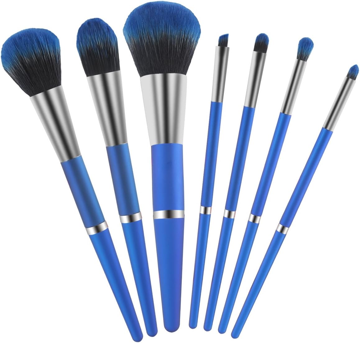 Makeup Brush, YaMeite 7 pcs Essential Cosmetics Face Eye Shadow Eyeliner Foundation Blush Lip Powder Liquid Cream Blending Brush, Blue