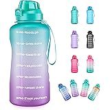 4AMinLA Motivational Water Bottle Gallon Jug with Straw and Time Marker Large Capacity Leakproof BPA Free Fitness Sports Wate
