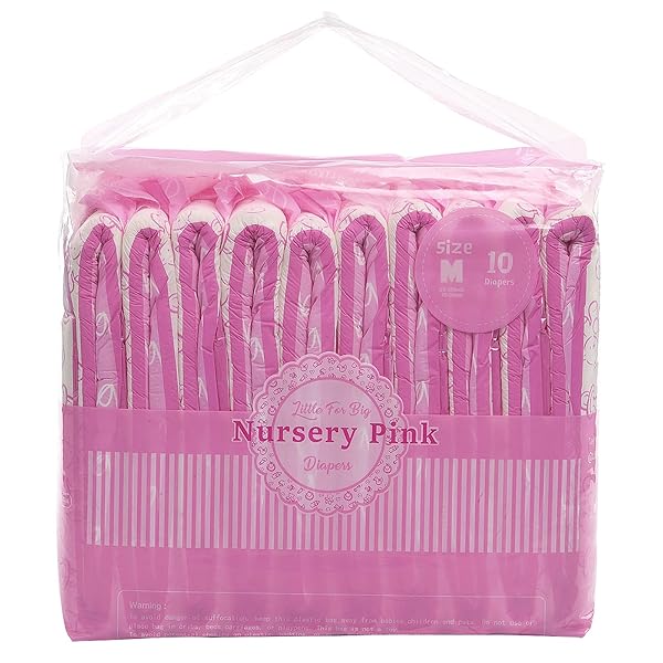 LITTLEFORBIG ADULT PRINTED DIAPER 10 PIECES – NURSERY PINK (MEDIUM 28″-38″)