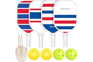 Sprypals Pickleball Paddles,Pickleball Paddles Set of 4 Premium Wooden Pickleball Paddle/Fiberglass Pickleball Set of 2 with Pickleball Balls & Portable Pickleball Bag Tote for Beginners & Pros