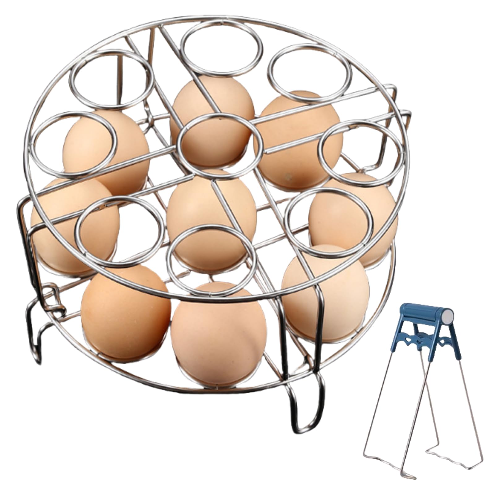 Photo 1 of 2Pcs Egg Steamer Rack with Hot Plate Gripper Set, Stackable Trivet for Instant Pot Compatible Pressure Cooker Accessories Cooking 18 Eggs