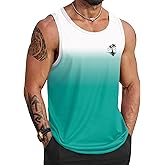 VOGSTART Mens Hawaiian Beach Tank Tops Summer Vacation Muscle Top Graphic Sleeveless Shirts (S-3XL)