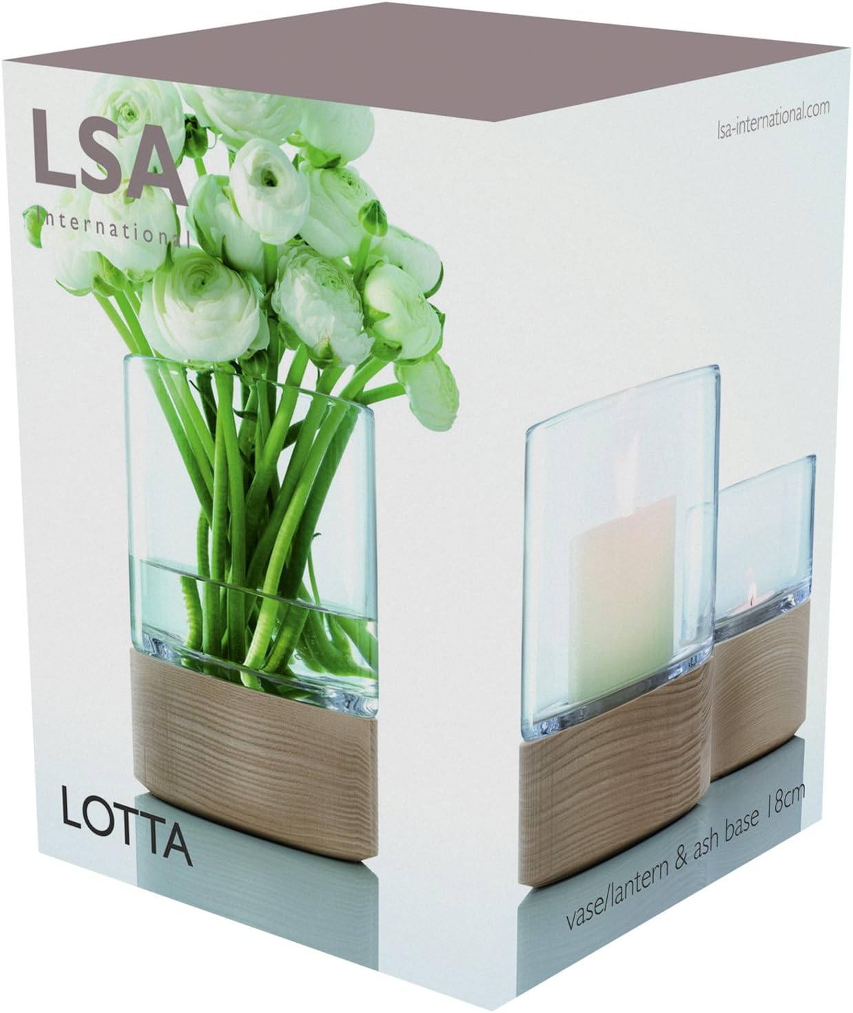 LSA International Lotta Vase/Lantern Clear & Ash Base H18cm - Image 5