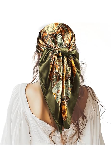 Lot De 3 Foulards Carrés En Satin 89x89 Cm - Bandanas élégants Pour Cheveux, Style Polyvalent Pour Femmes - 4
