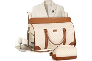 Tonyeee Convertible Duffel Garment Bag, Garment Duffle Bags for Travel, Carry on Garment Bag for Women, Overnight Bag Weekender Bag with Toiletry Bag, 2 in 1 Hanging Suitcase Suit, Beige