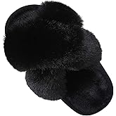 Girl's Soft Plush Lightweight House Slippers Non Slip Cross Band Slip on Open Toe Cozy Indoor Outdoor Slippers