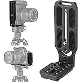 Bestoct DSLR Camera L Bracket with 1/4" & 3/8" Screw Hole, Vertical Horizontal Switching Tripod Mount Quick Release Plate Compatible with Canon Nikon Sony Stabilizer Tripod Monopod,for Arca Interface