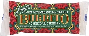 Amy's Frozen Cheddar Cheese Burrito, Made with Organic Beans and Rice, 6.0 Ounces