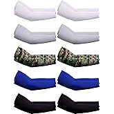 Boao 10 Pairs UV Sun Protection Arm Sleeves for Men Women to Cover Arms Cooling Ice Silk Breathable Compression Sleeves for Men Outside Golf Sports Work