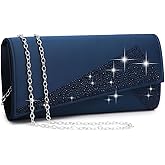 Dasein Women's Satin Rhinestone Clutch Evening Bags Sparkle Glitter Shiny Purse Handbag for Party Wedding Cocktail Prom