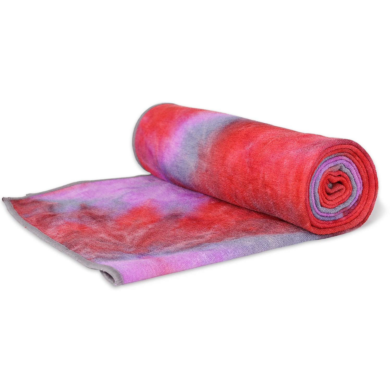 DREAM SLIM Hot Yoga Towel--Super Soft Microfiber, Non-Slip, Sweat Absorbent, Yoga Mat Towel (Multicolor - Red)
