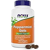 Now Peppermint Gels with Ginger Oil and Fennel Oil, 150 Softgels, Enteric Coated