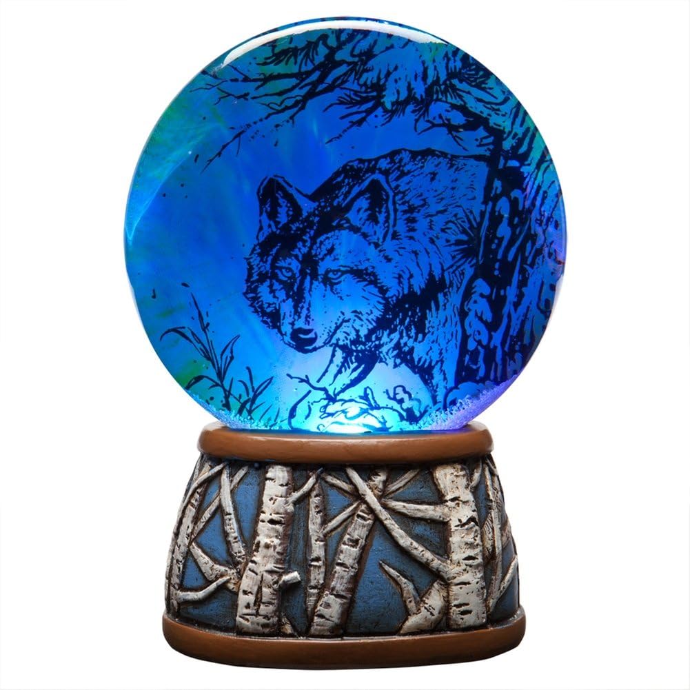 Alpha Wolf In Trees Light Up Waterglobe