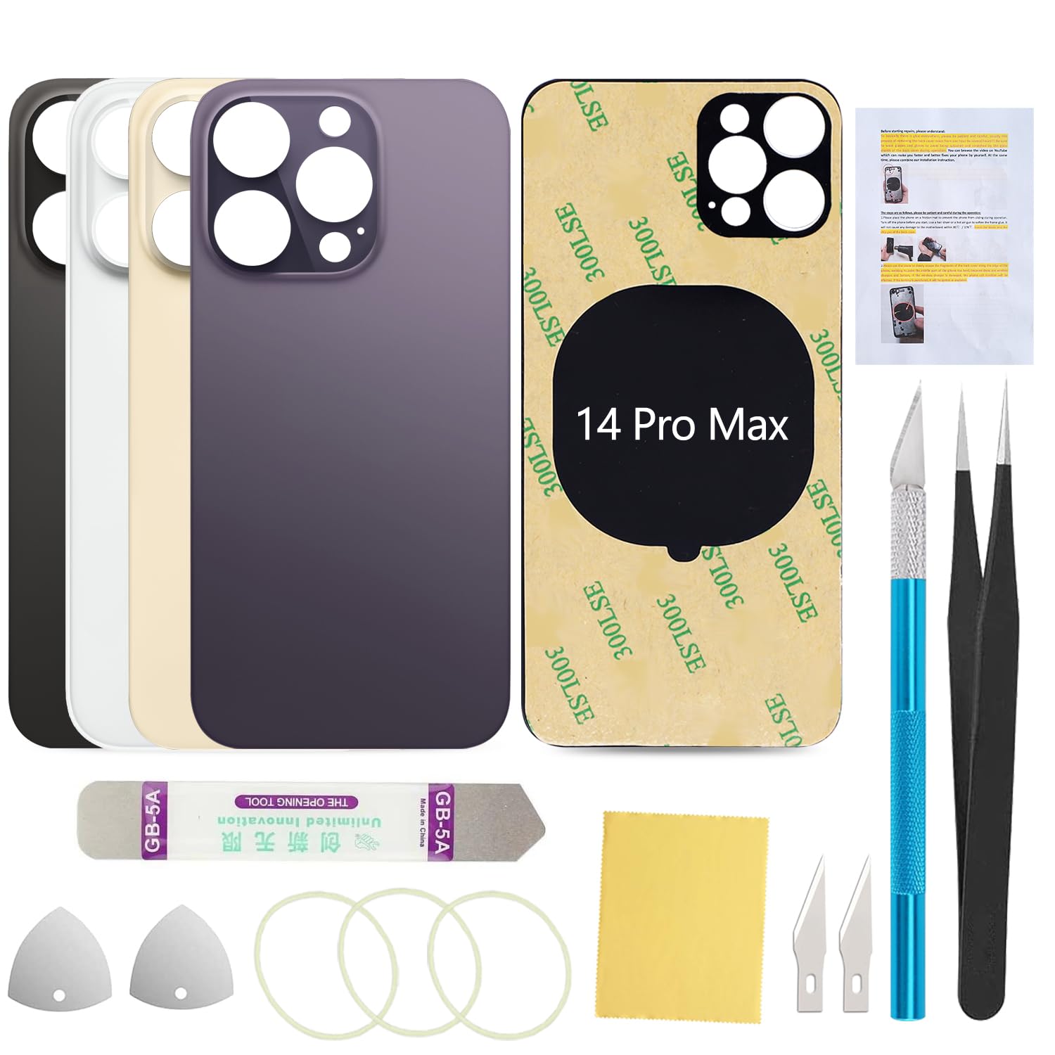 Photo 1 of UooFide Back Screen Glass Replacement Compatible with iPhone 14 Pro Max 6.7-Inches All Carriers with Repair Tool Set (Deep Purple)